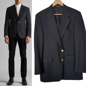 Stafford Executive Men’s Black Wool Single Breasted Notch Lapel Blazer